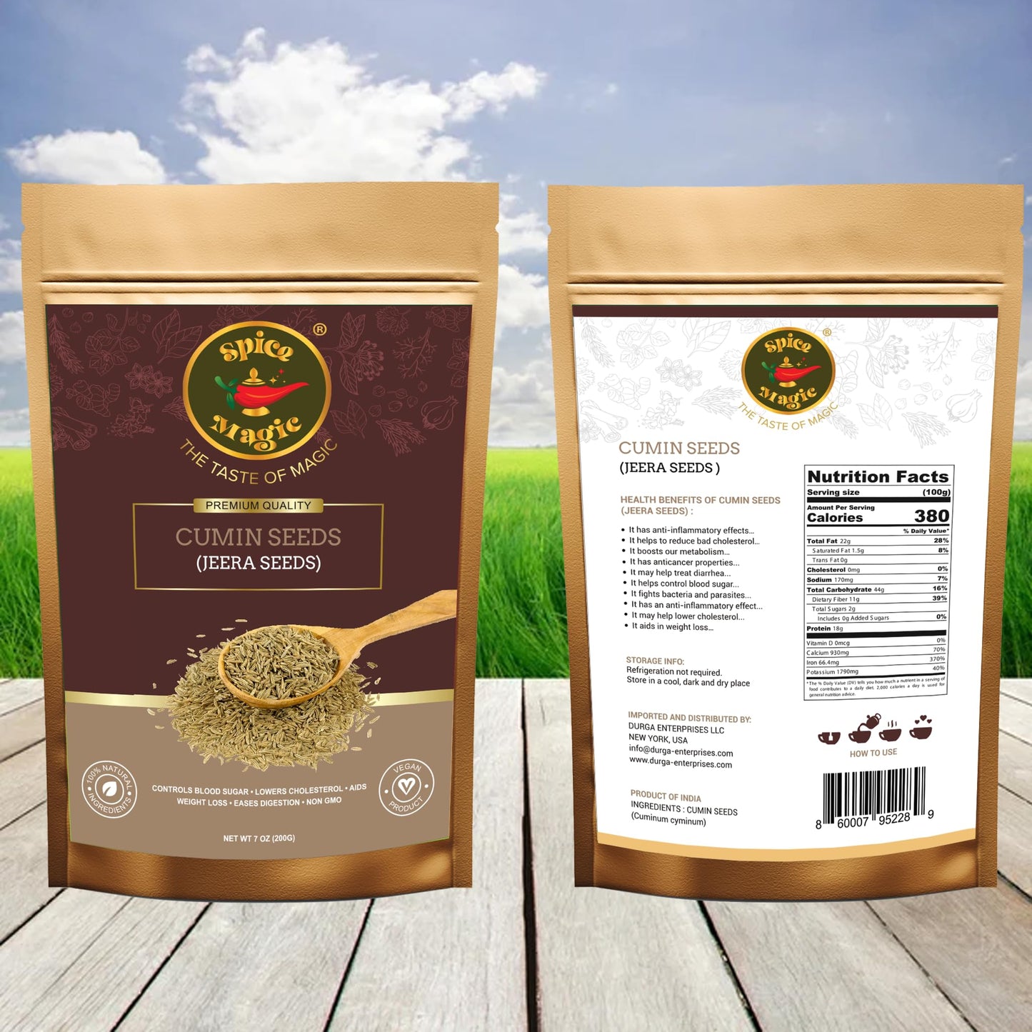 Spice Magic Cumin Seeds I 7 Oz (200 G) I Jeera Whole Cumin Seeds I 100% Fresh & Aromatic I Non-Gmo I Enhanced Quality For Cooking And Seasoning I Indian Spices