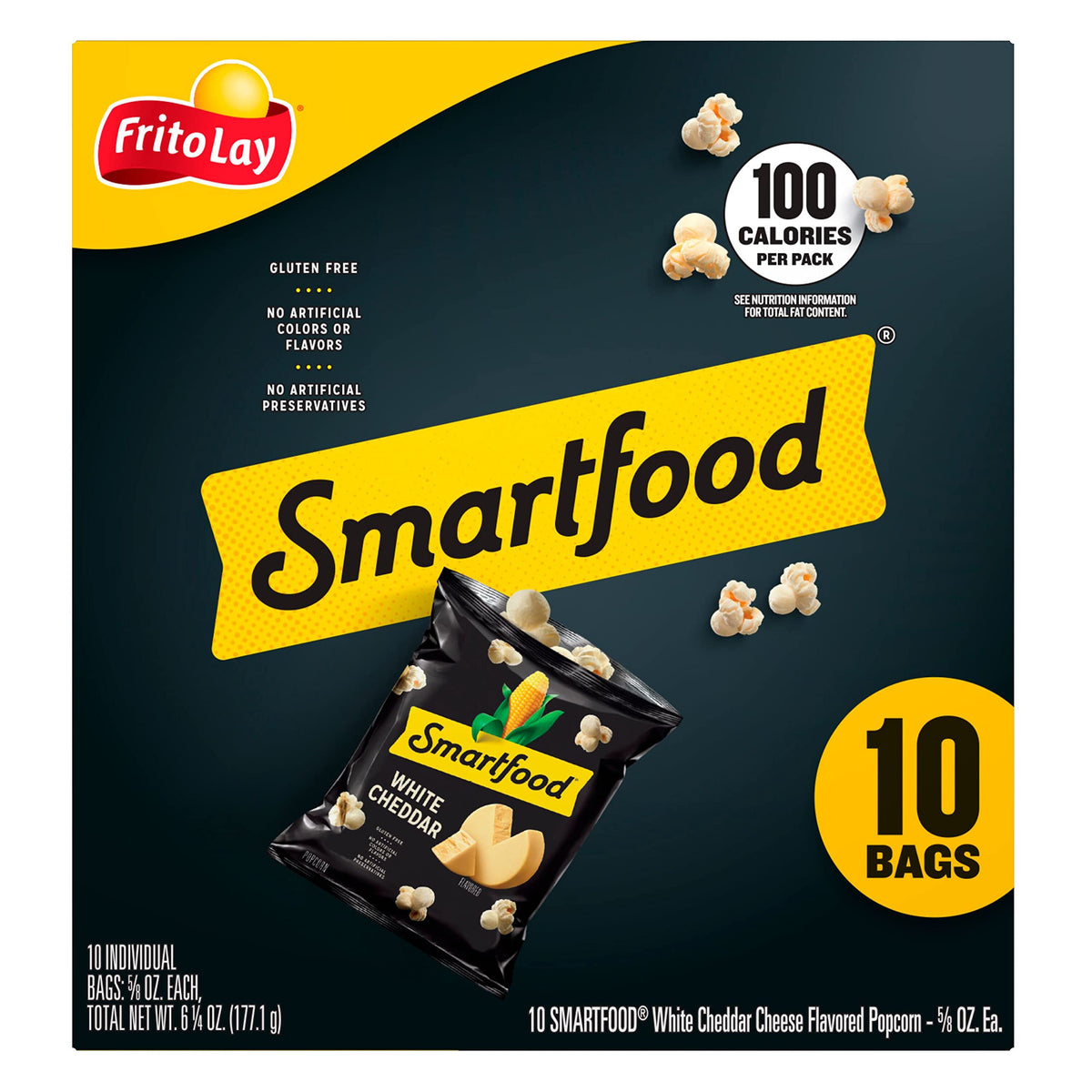 Frito-Lay Smartfood Popcorn White Cheddar, 0.625 Ounce, 10 Ct