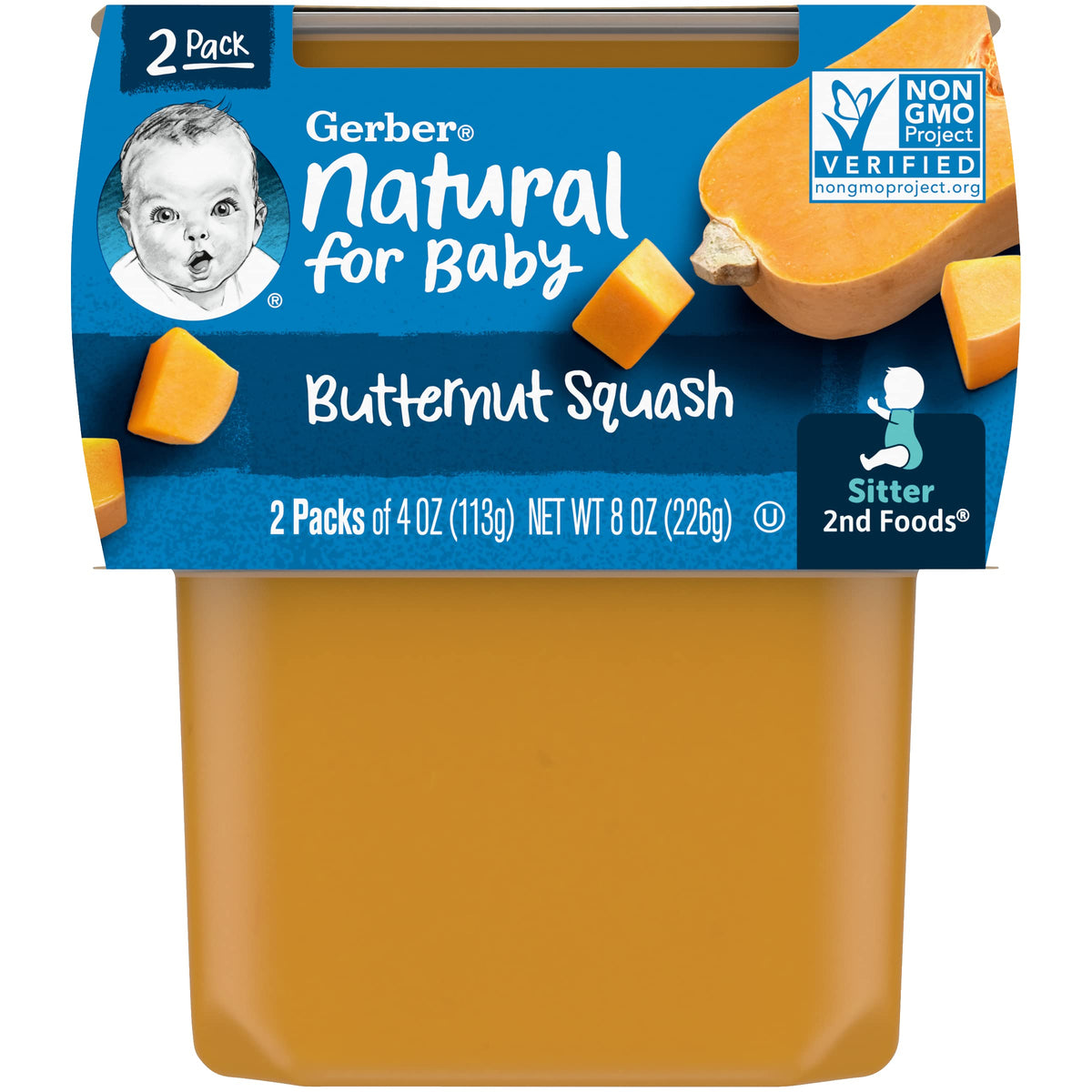 Gerber Baby Food Butternut Squash, 4 Oz, 2 Ct Tubs