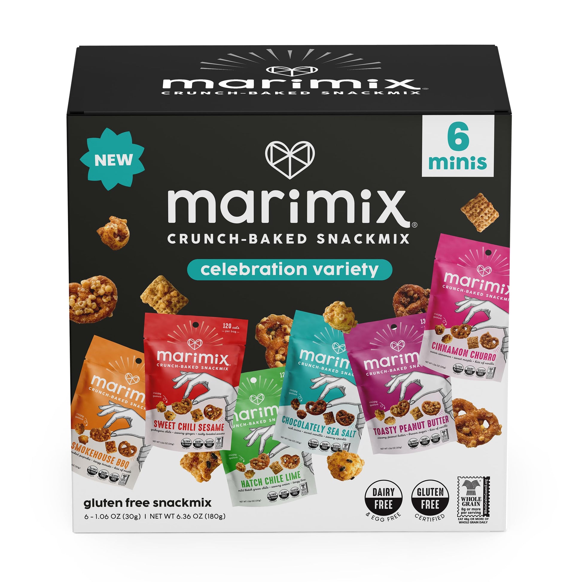 MARIMIX Mini Snack Mix Variety Pack - 6 Count, 1.06 Ounce Each