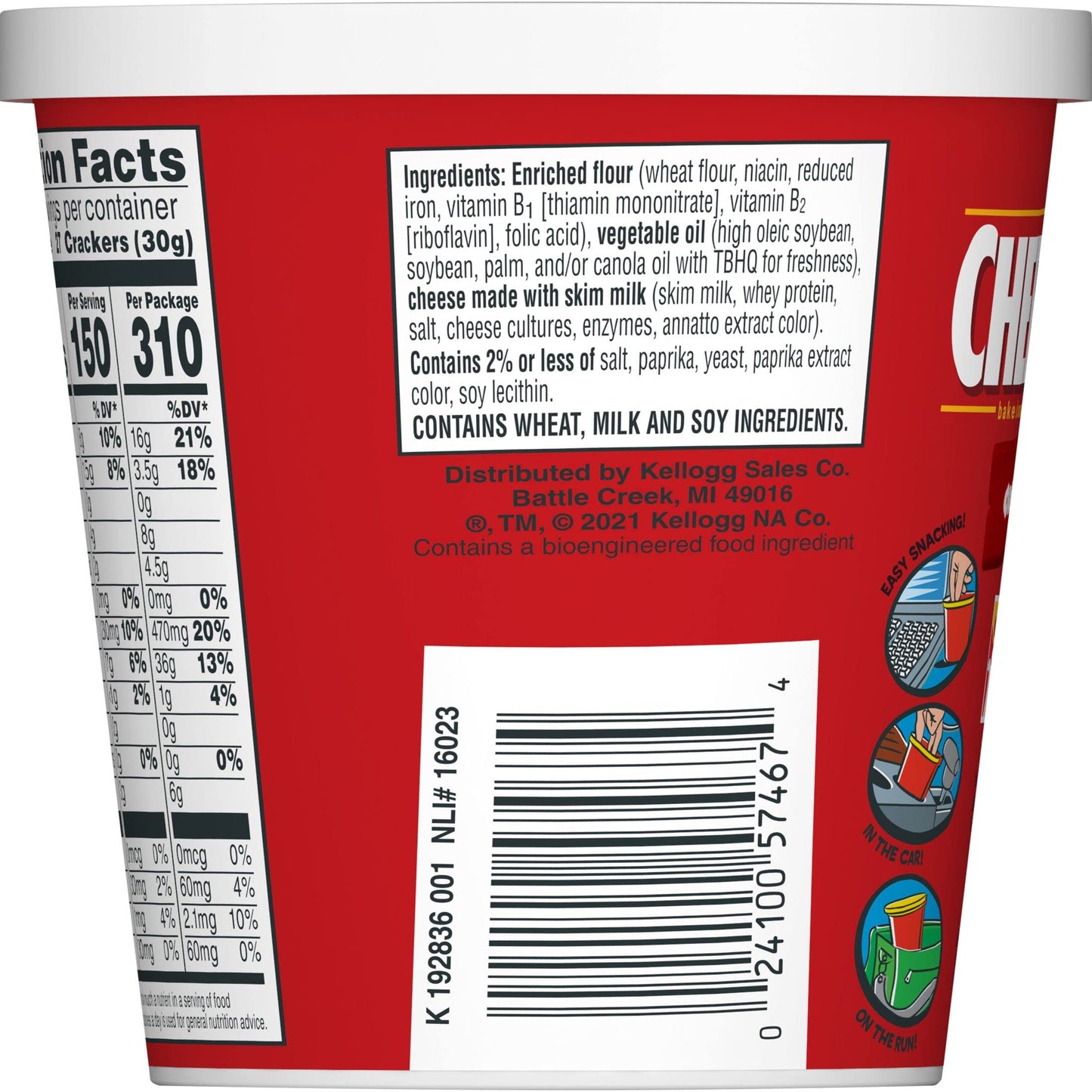 Cheez-It Cheese Crackers, Baked Snack Crackers, Office And Kids Snacks, Original, 22Oz Case (10 Cups)