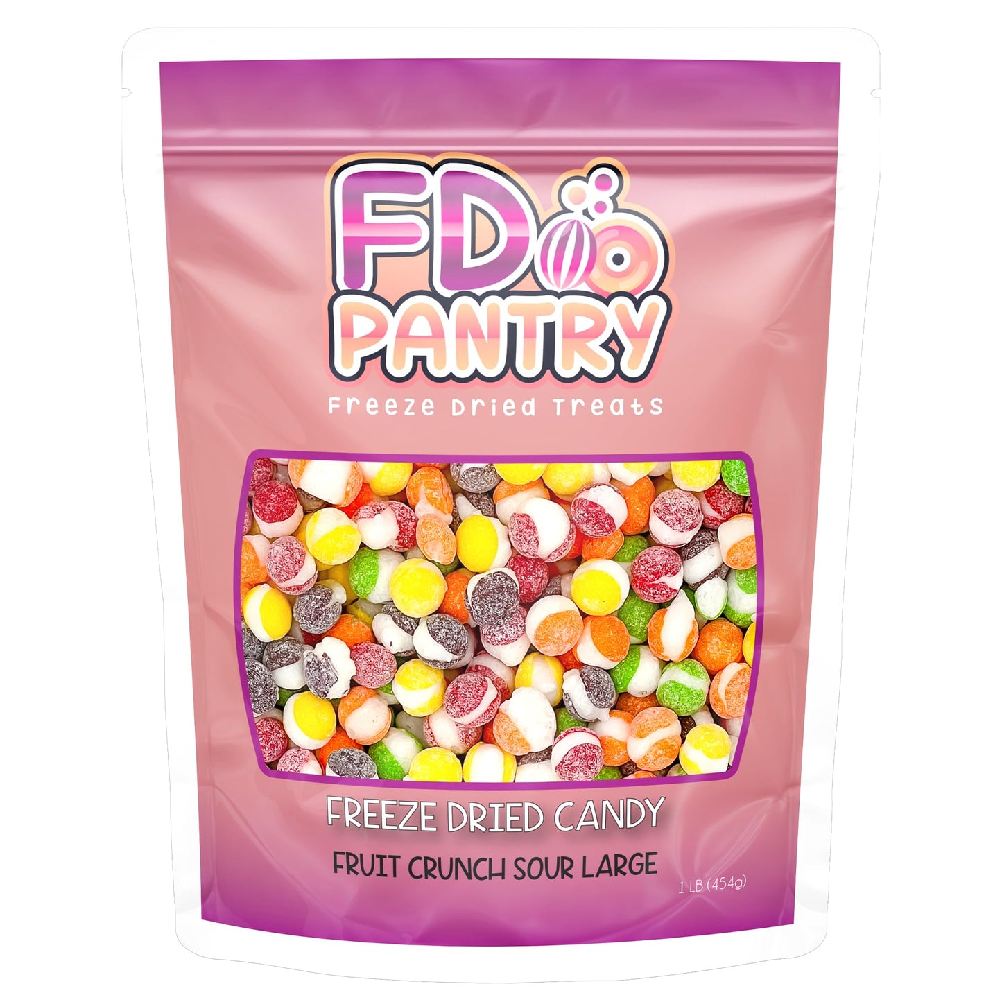 Fruit Crunch Sour - Freeze Dried Candy,1Lb, 16 Oz - Assorted Sour Flavors, Large Pouch - Ideal Gift Snack Treat 1 Pound