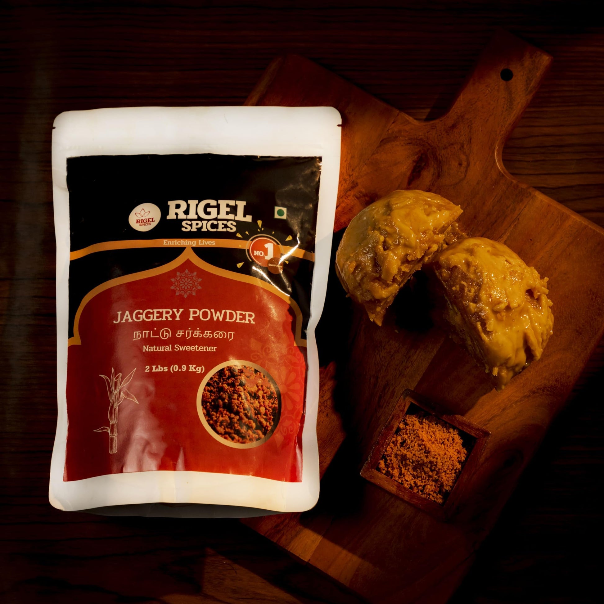 Rigel Spices Cane Jaggery Powder, Natural Sweetener, 32 Ounce (Pack of 1), No Preservatives, No Added Flavors