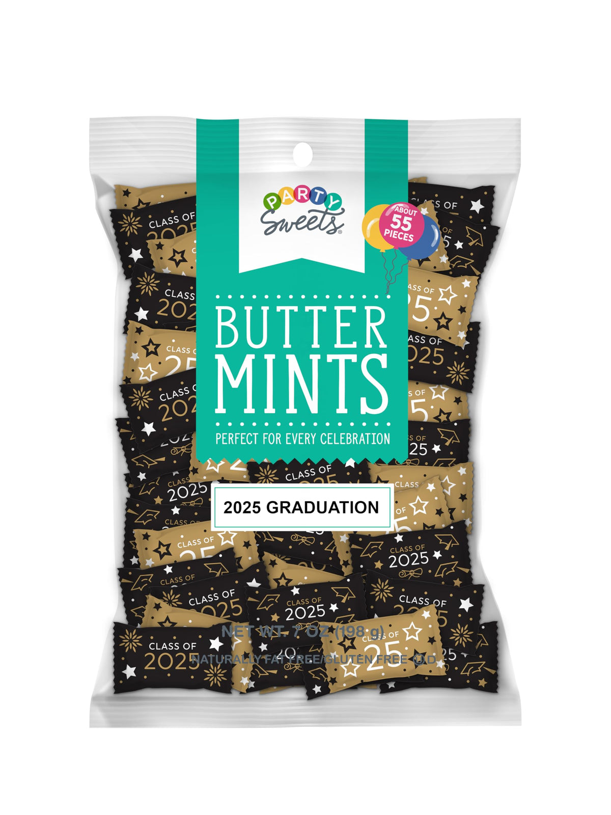 Party Sweets 2025 Graduation Buttermints by Hospitality Mints, Appx 300 mints, 7-Ounce Bags (Pack of 6)