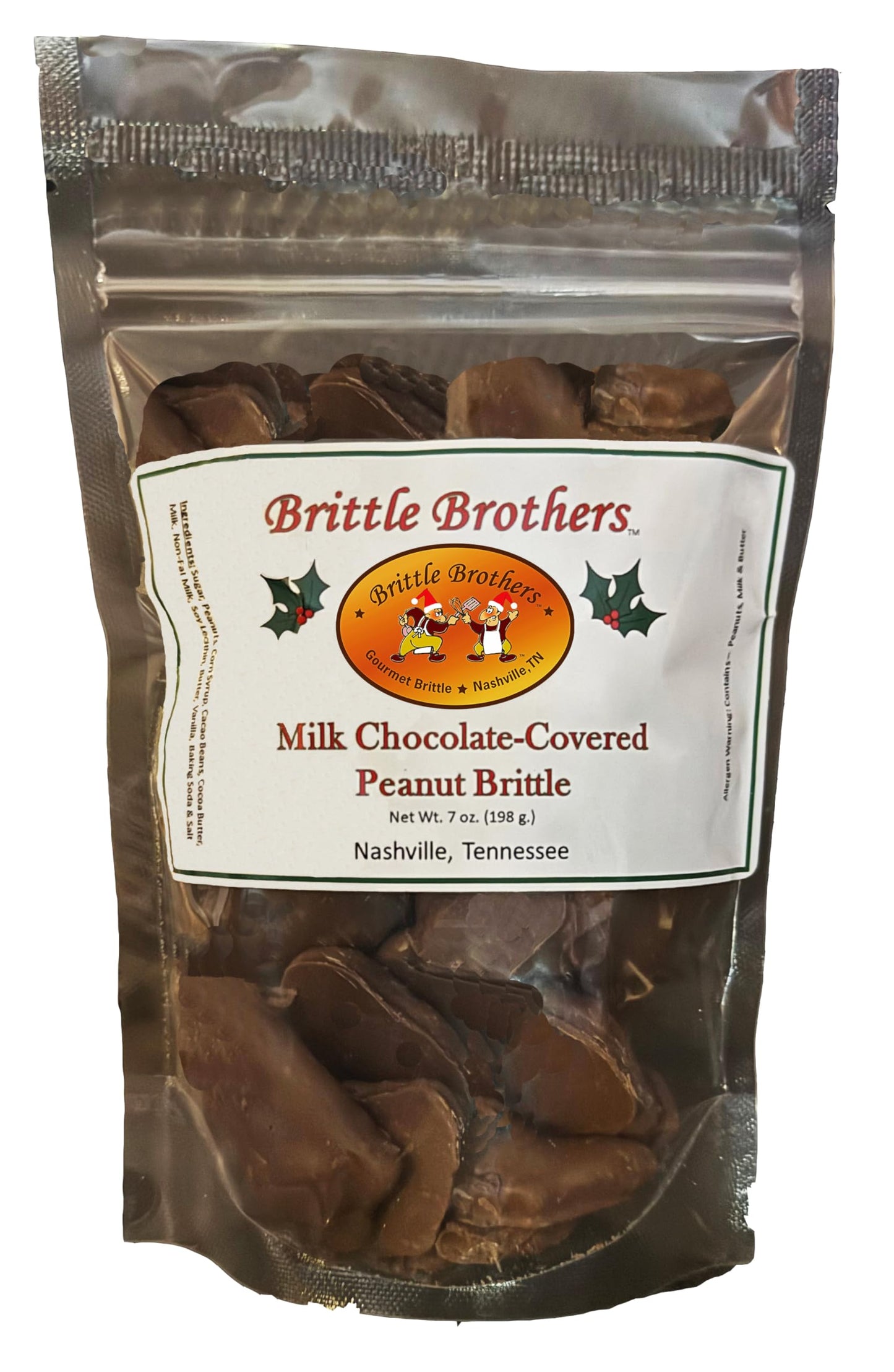 Brittle Brothers - Chocolate Covered Peanut Brittle - 7 Oz. Bag