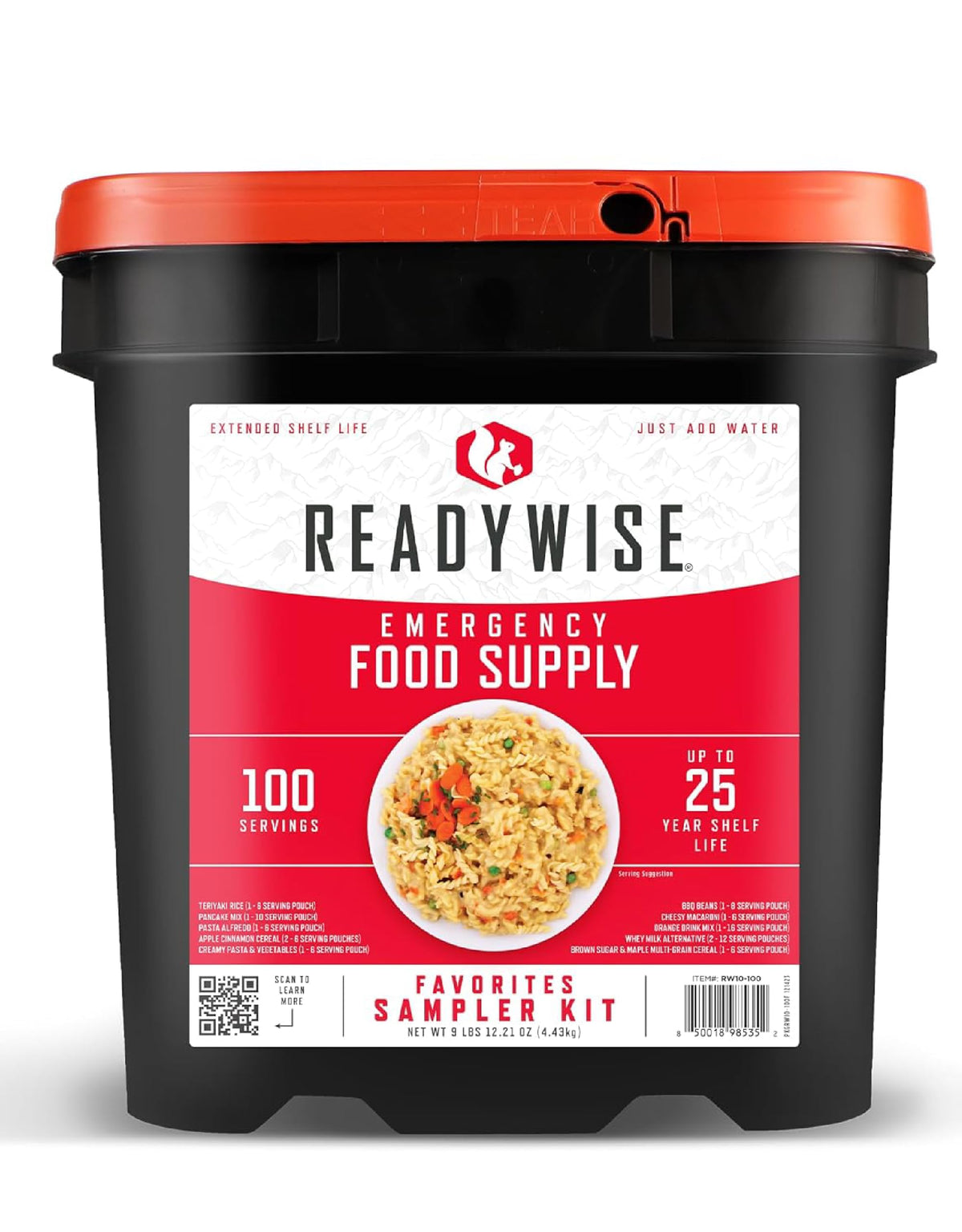 Readywise -Favorites Sample Kit, 100 Servings, Mre, Emergency Food Supply, Premade, Freeze Dried Food, Survival Meal, Hiking, Ad