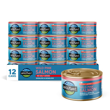 Wild Planet Wild Pink Salmon, Skinless Boneless, No Salt Added, Tinned Fish, Canned Salmon, Sustainably Caught, Non-Gmo, Kosher,