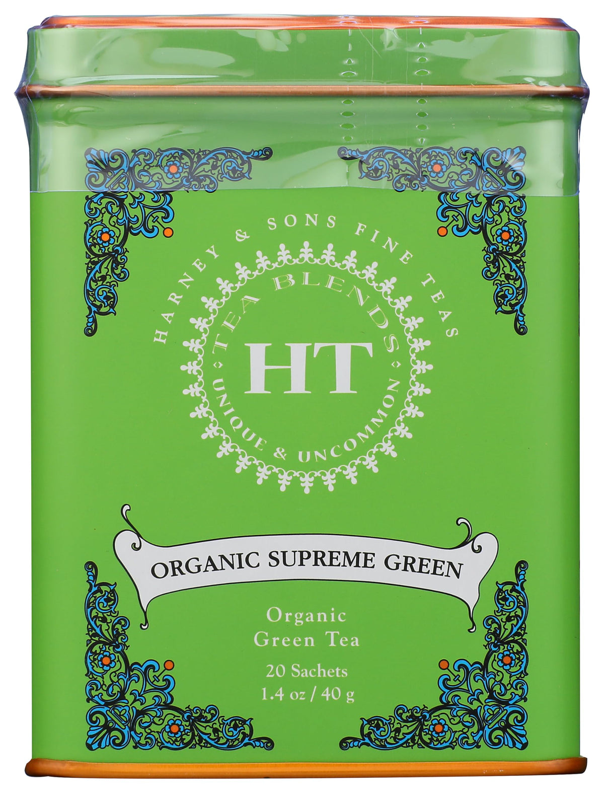 Harney Sons Organic Supreme Green, HT Tin 20 Sachets 1.4 oz 40 g