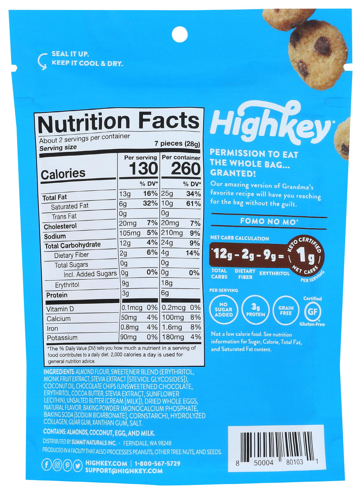 Highkey Chocolate Chip Mini Cookies 2 Ounce
