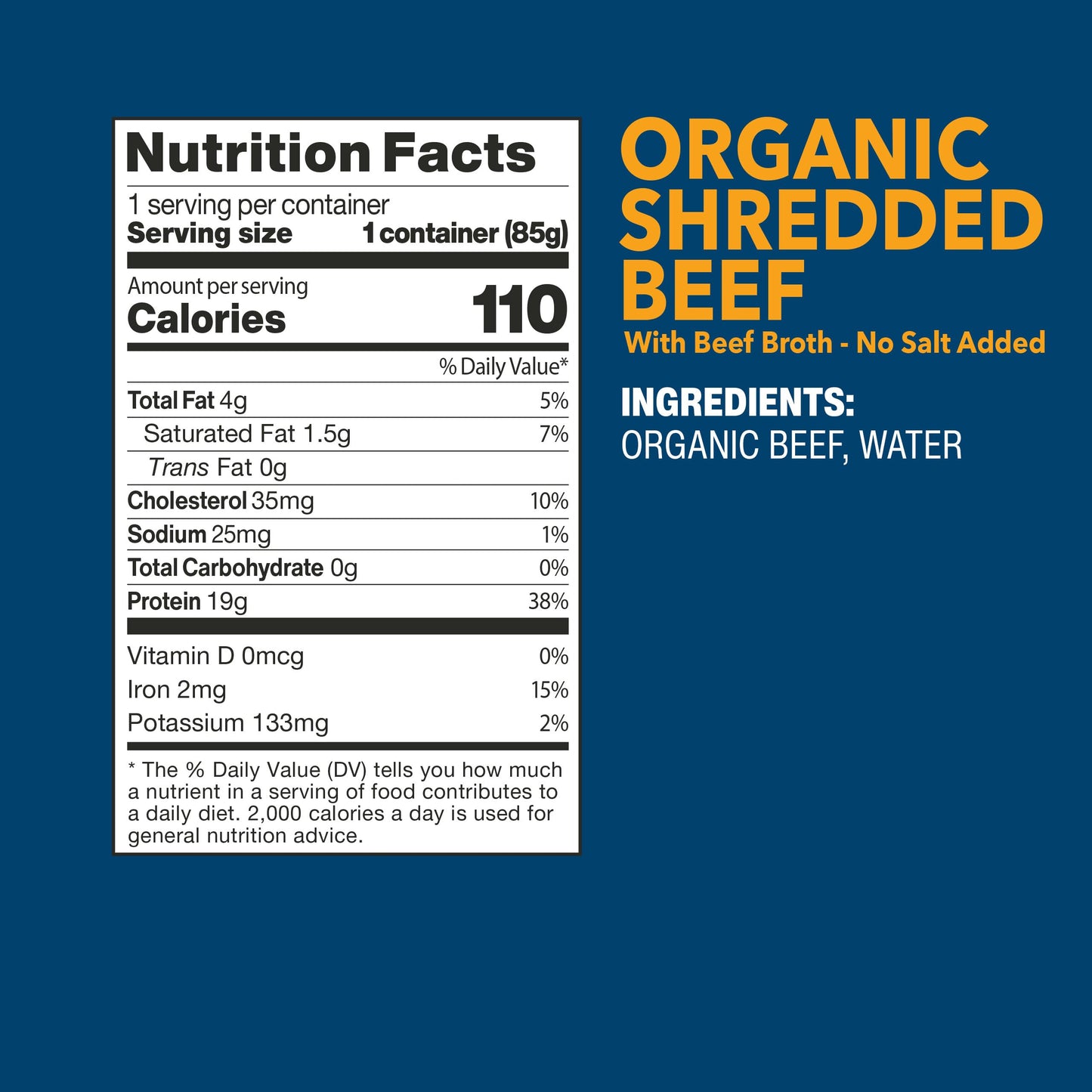 Wild Planet Usda Organic Shredded Beef With Beef Broth, No Salt Added, 3 Oz Pouch (Pack Of 24)