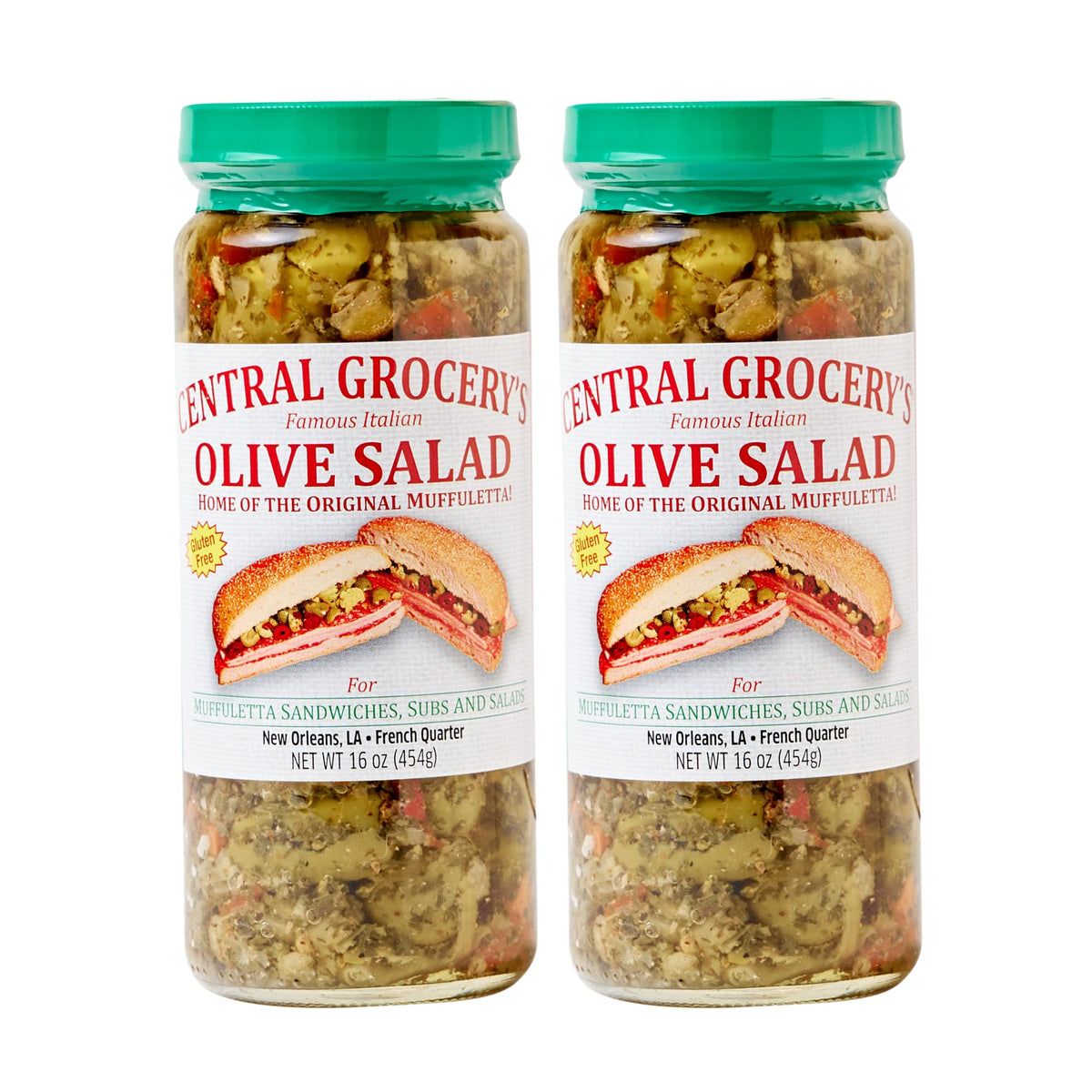 Central Grocery Olive Salad - 16 Oz (Pack Of 2) Perfect For Muffulettas, Sandwiches, Pizza Toppings, Pastas, Hot Dog Topper, Sal
