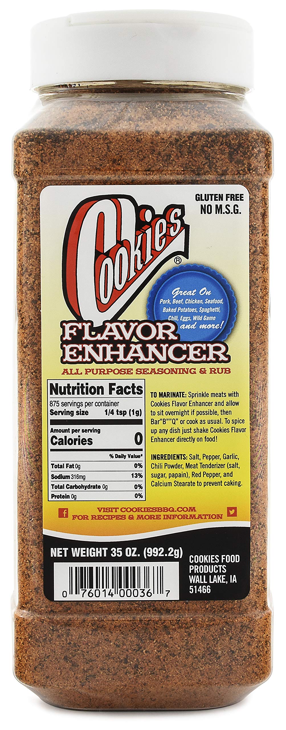 Cookies Food Products All Purpose Seasoning, Cookies Flavor Enhancer, 35 Ounce, Model 00635