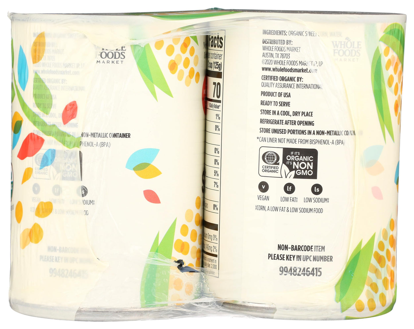 365 by Whole Foods Market  Organic Corn  No Salt Added  15.25 Ounce  4 Pack