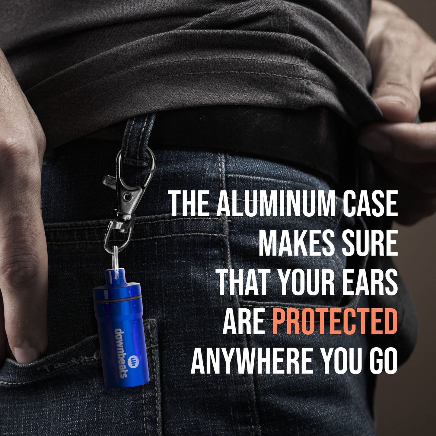 Downbeats Reusable High Fidelity Hearing Protection: Ear Plugs For Concerts, Music, And Musicians (Clear Ear Plugs, Blue Case)