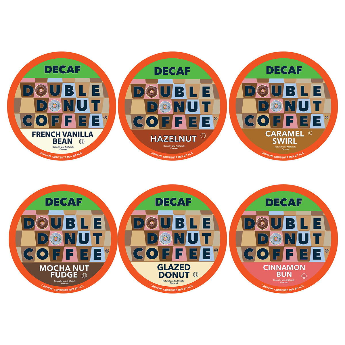 Double Donut Coffee Decaf Flavored Coffee Single Serve Cups For Keurig K Cup Brewer Variety Pack Sampler (96 Count)