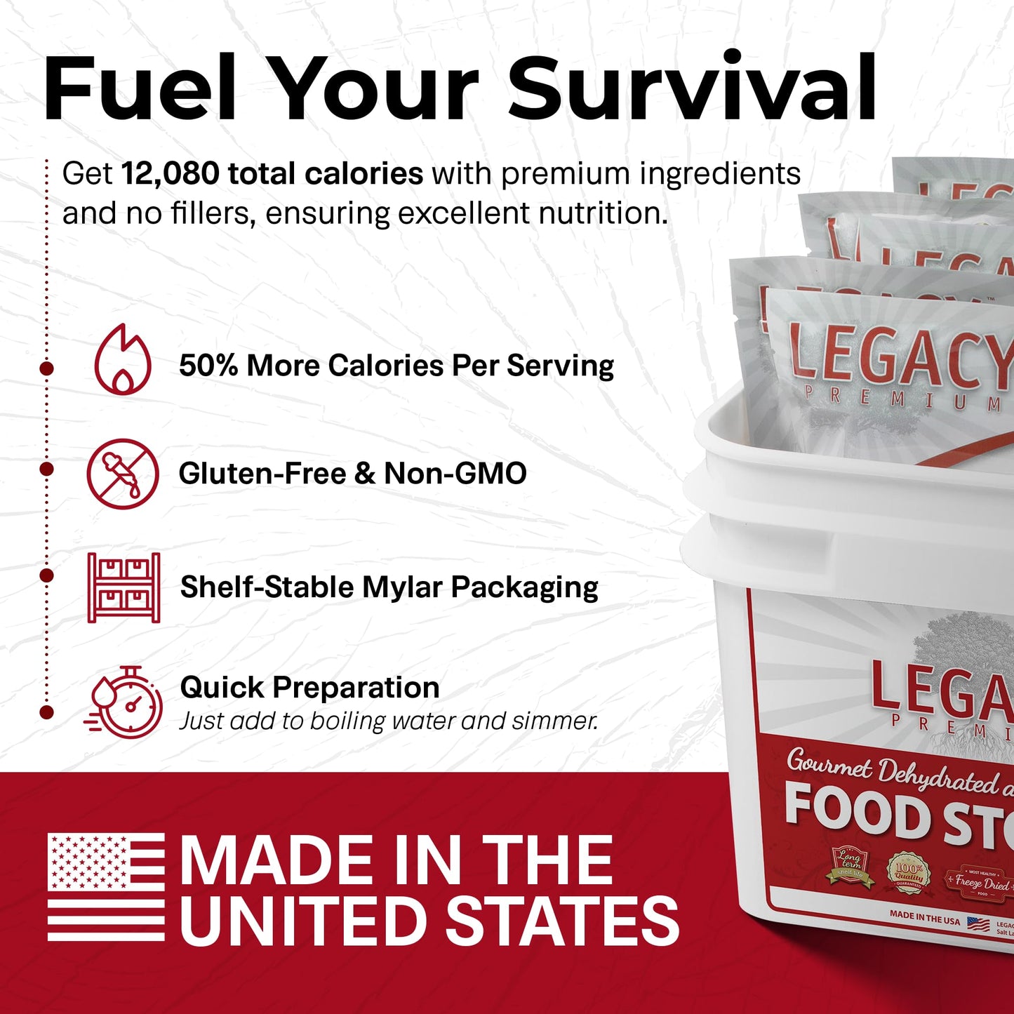 Legacy Food Storage Gluten Free 3 Day Kit, Emergency Food Supply, 12,080 Total Calories, 32 Large Servings, Shelf Stable, Freeze Dried Survival Meals For Mre Camping, Hiking, & Backpacking