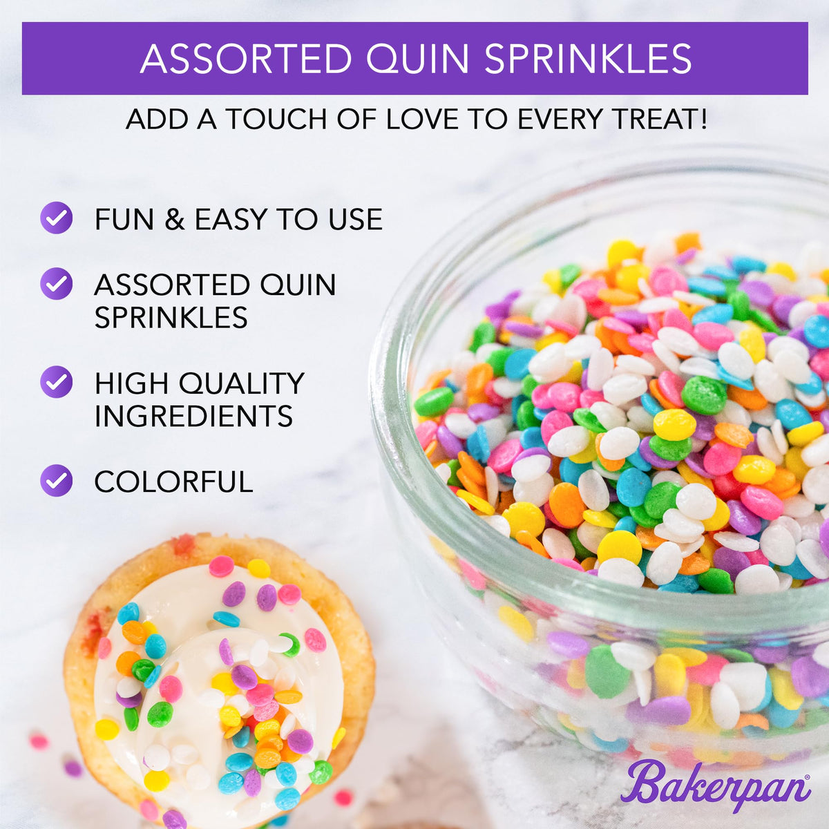 Bakerpan Heart Sprinkles For Baking - Pink Heart Sprinkles For Cookies - 4 Ounces Pink Heart Sprinkles Edible For Cake Decoration, Valentines Day Sprinkles (Made In Usa)