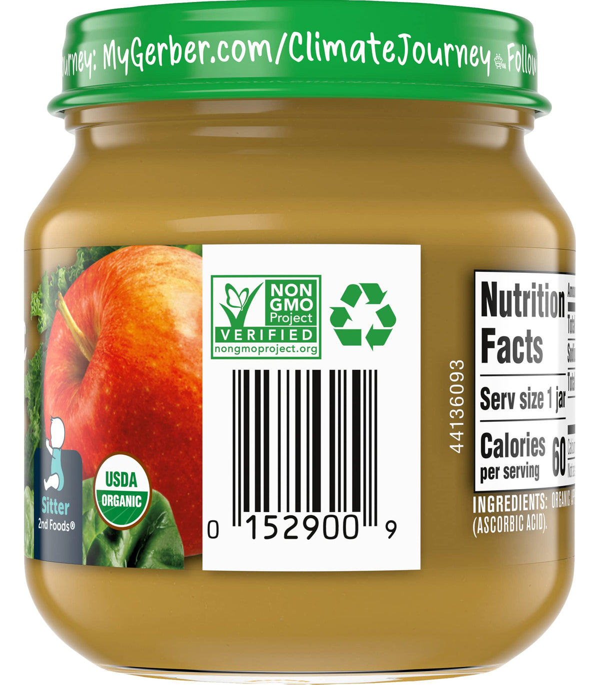Gerber 2Nd Foods, Organic Apple Spinach With Kale, 4 Ounce (Pack Of 6)