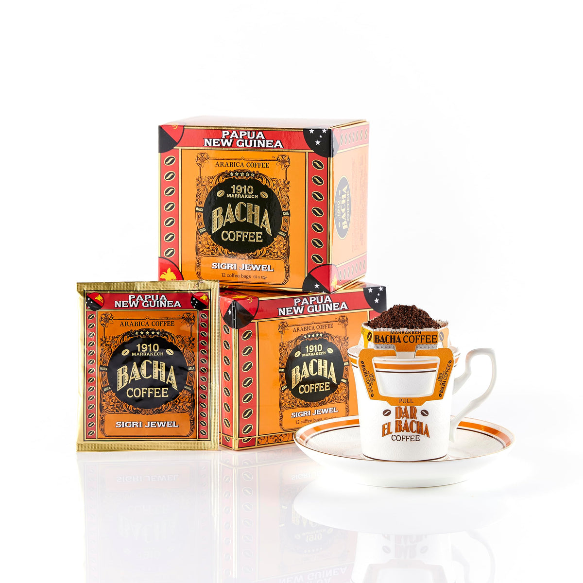 Bacha Coffee | Sigri Jewel Papua New Guinea Single Origin, 100% Arabica Beans, Medium Dark Roast, x12 Individually Wrapped Singl