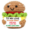 Mini Gifts for Him Her Couple Romantic Valentines Day Handmade Crochet Burger Love Gifts for Women Men Husband Wife Boyfriend Gi