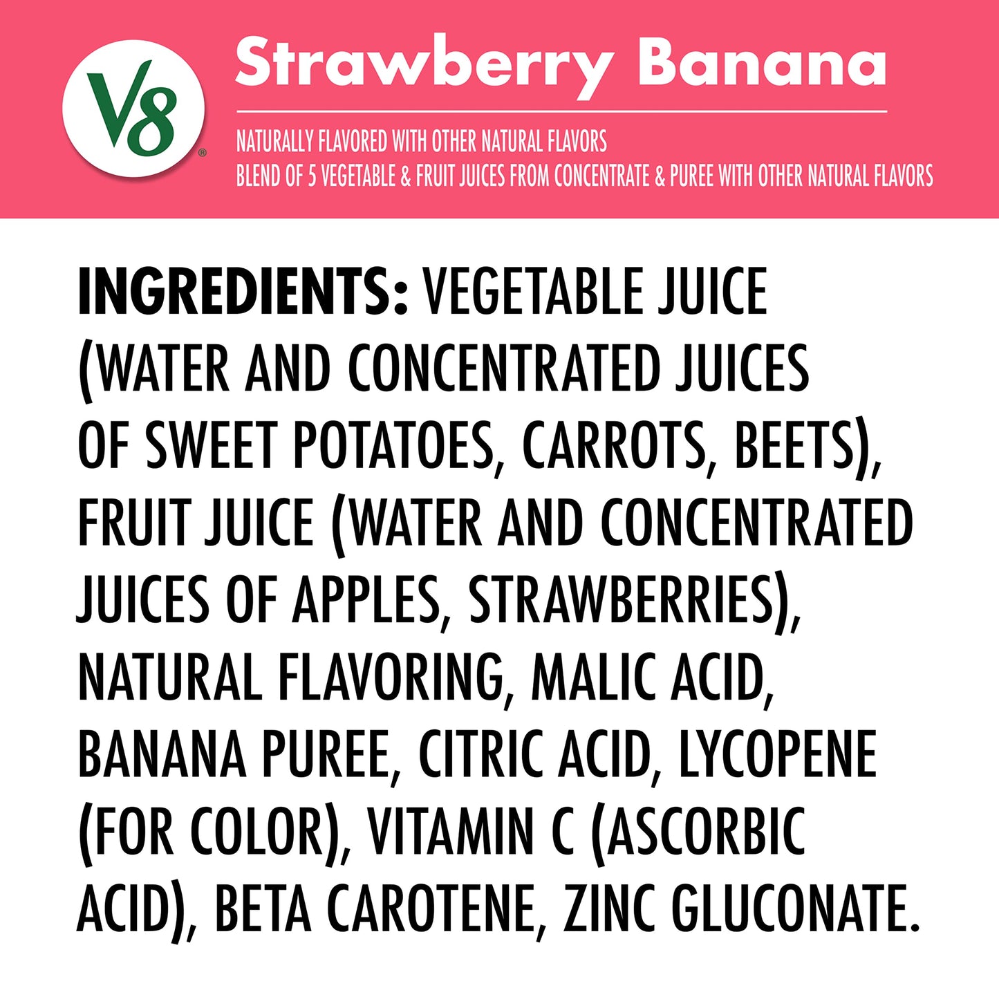 V8 Blends 100% Juice Strawberry Banana Juice, 46 fl oz Bottle (Case of 6)