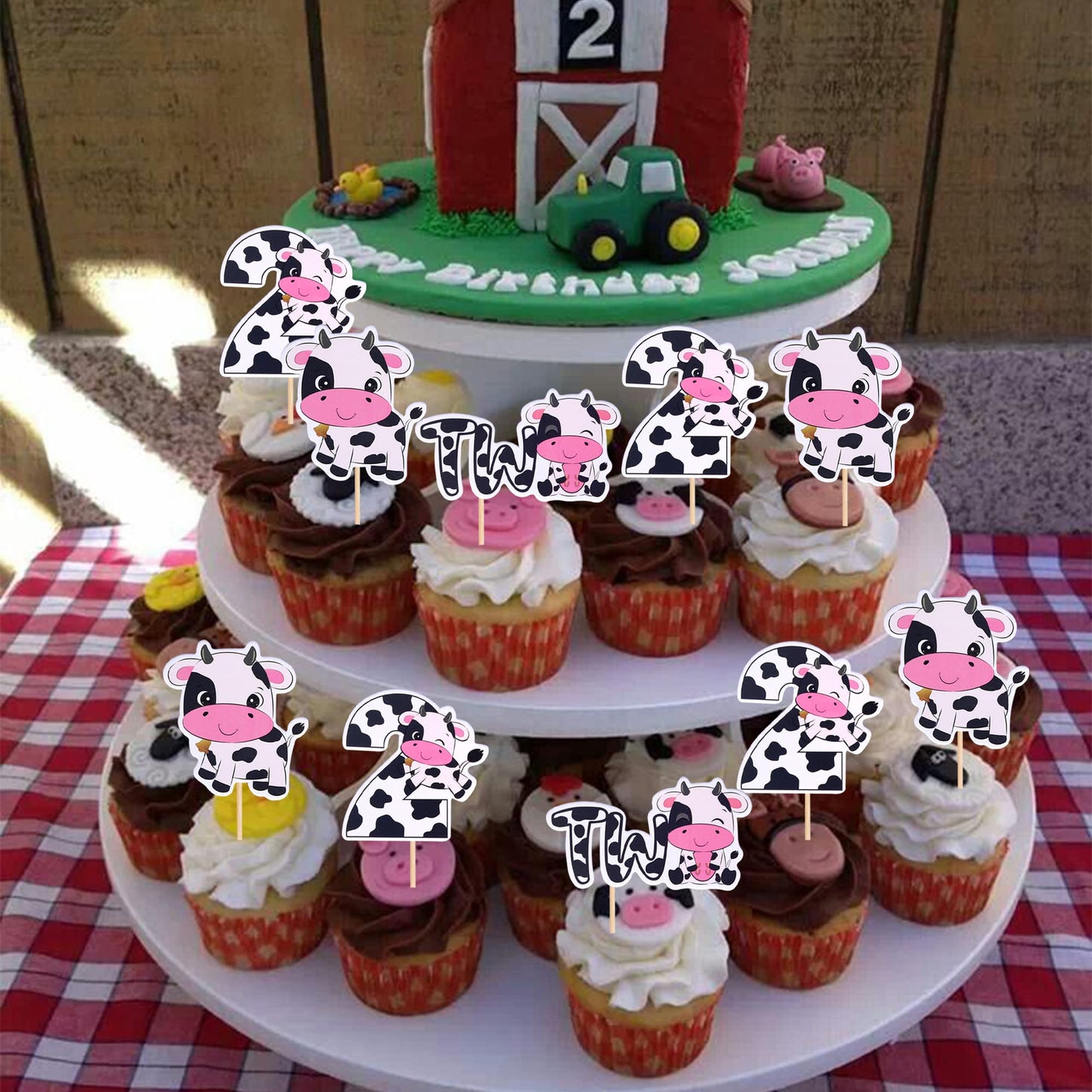 Rssta i Cupcake Toppers for Cow Theme Birthday Party - 36 Pack, Paper, Design 3, Model XM250-two