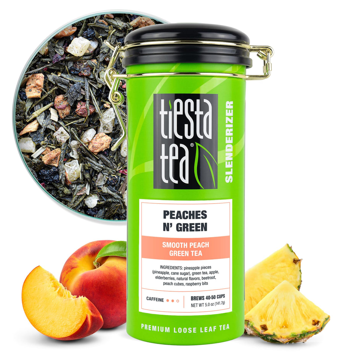 Tiesta Tea - Peaches N Green | Smooth Peach Green Tea | Premium Loose Leaf Tea Blend | Medium Caffeinated Green Tea | Make Hot O