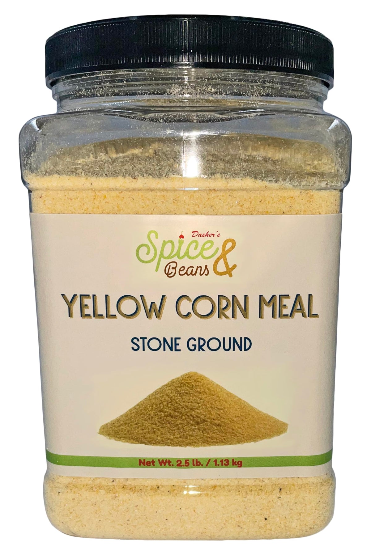 Stone Ground Yellow Corn Meal | Enriched | by Dasher's Spice & Beans | 2.5 lb. Cannister