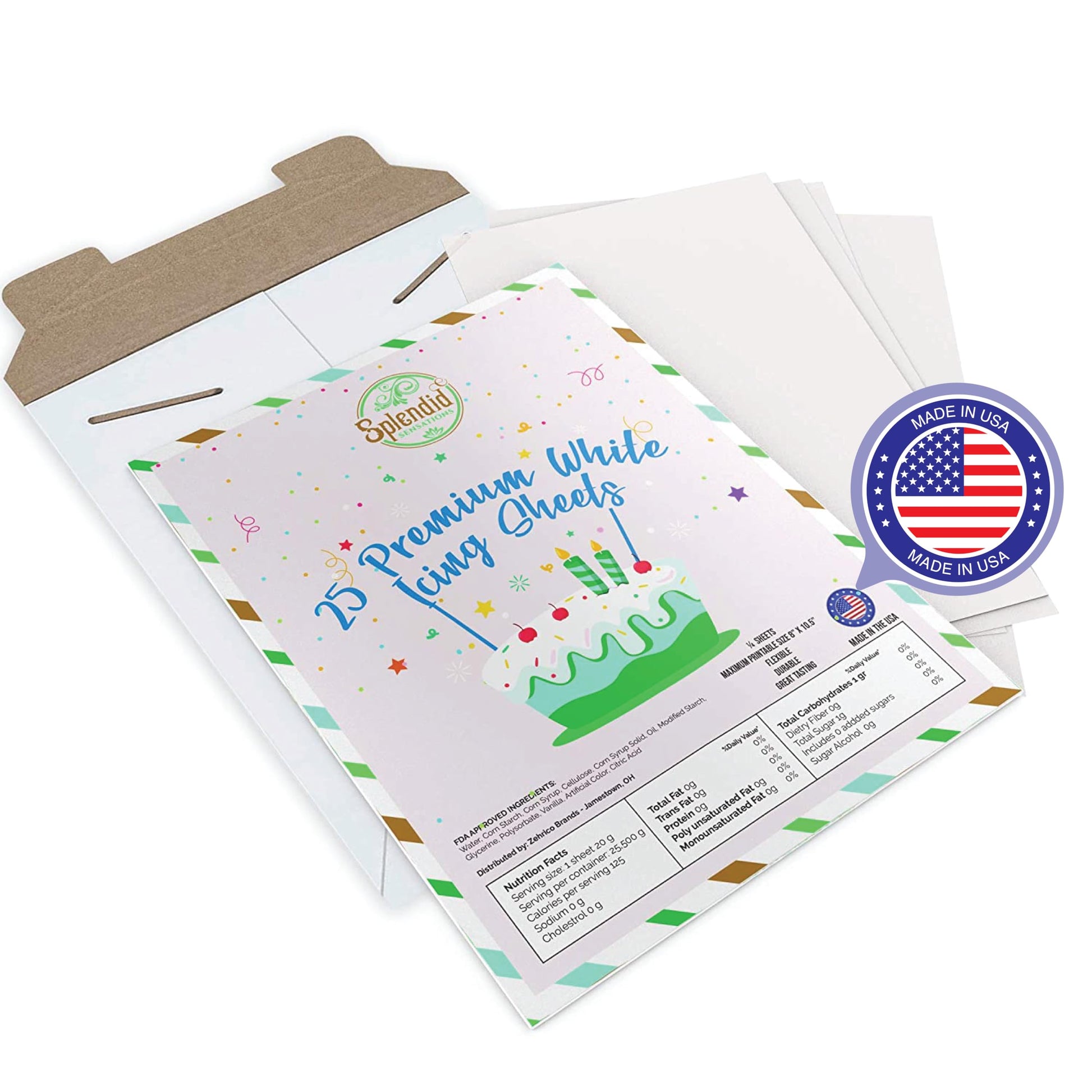 Splendid Sensations 25 ct Edible Paper  Edible Printer  Edible Images for Cakes  Edible Paper for Cakes and Cookies  Sugar Paper  Icing Sheets  Edible Cake Images  Edible Cake Prints