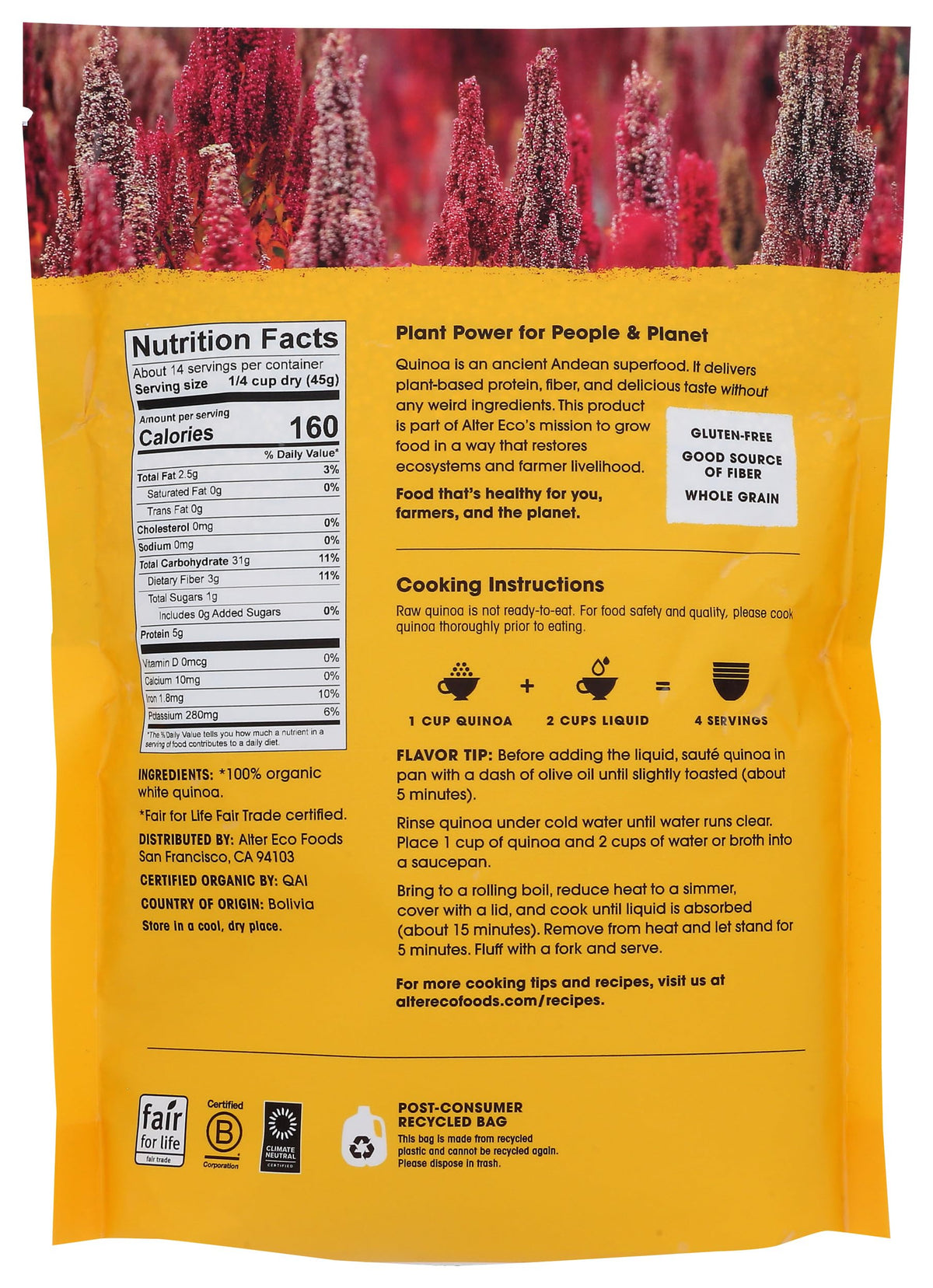 Alter Eco Organic Heirloom Pearl Quinoa, 22 OZ