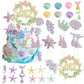 34Pcs Mermaid Birthday Cake Topper Kit With Mermaid Themed Cupcake Topper Picks, Glitter Seaweed Decor And Starfish Conch Seahor