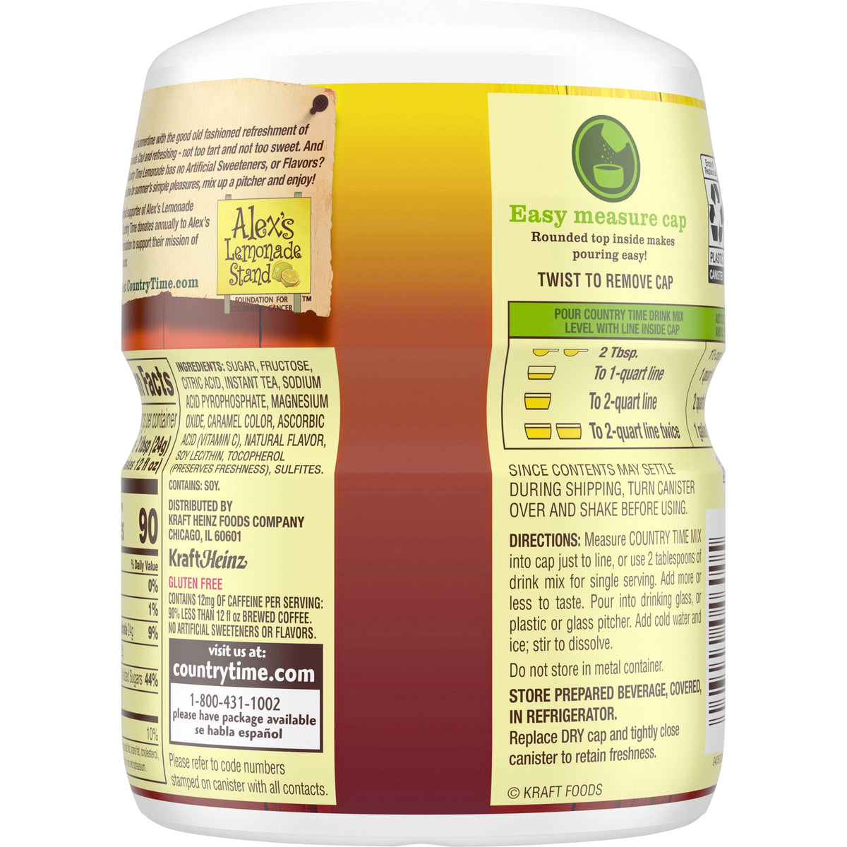 Country Time Half & Half Lemonade Iced Tea Naturally Flavored Powdered Drink Mix 12 Count 19 oz Canisters