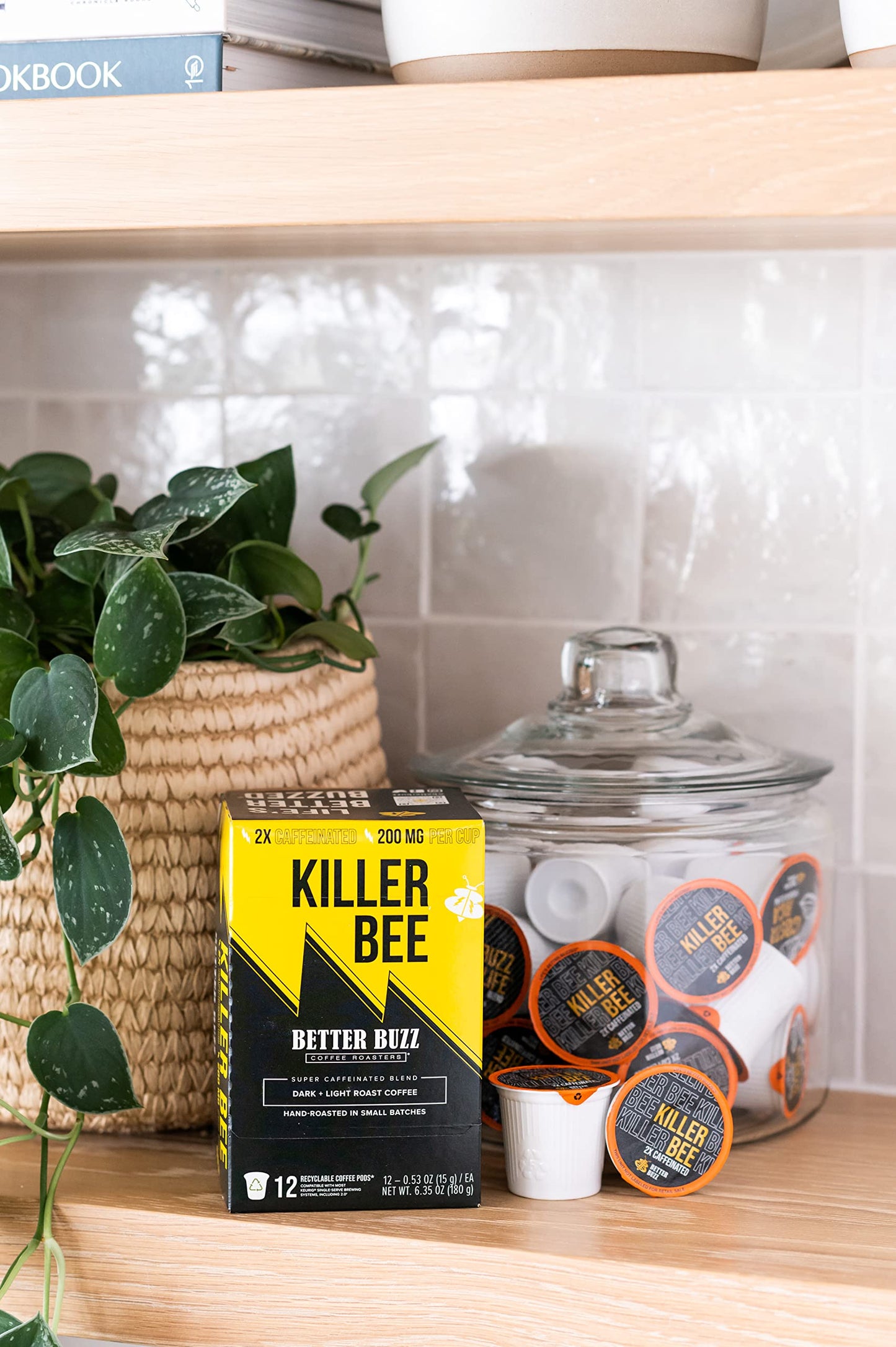 Better Buzz Coffee Pods, Super Caffeinated Dark Roast Blend, 12 Count, K-Cup Compatible, Recyclable, Small Batch Roasted