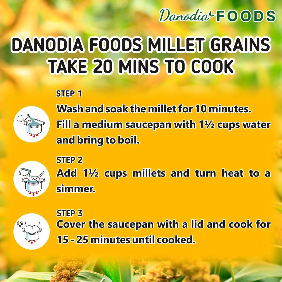 Danodia Foods Organic Foxtail Millet - Gluten-Free Whole Grain Superfood, 2 lbs (950g) - Low GI, High Fiber Alternative
