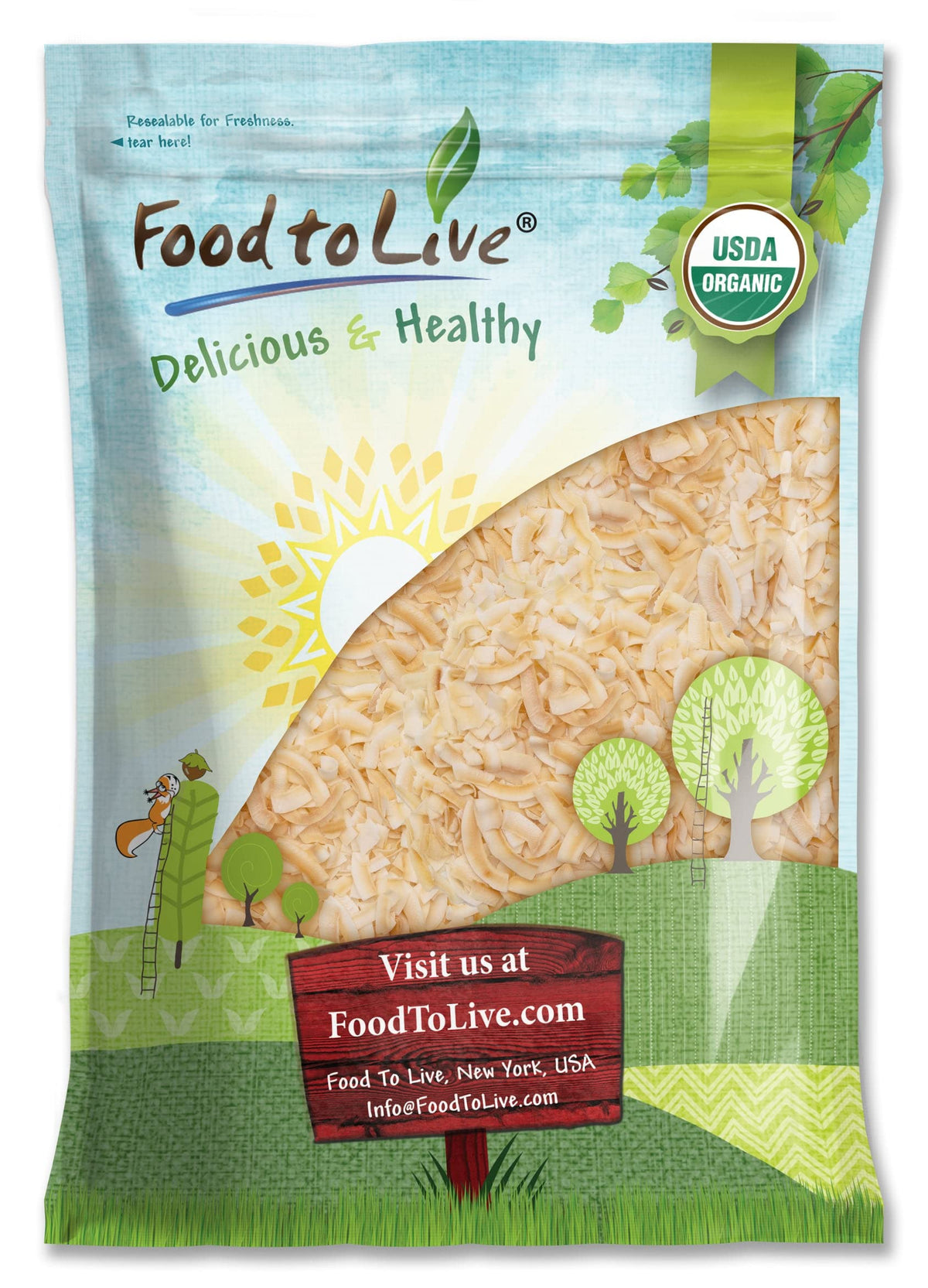 Food to Live Organic Toasted Coconut Chips, 2.5 Pounds - Non-GMO, Desiccated Coconut Flakes, Unsweetened, Unsulfured, Vegan, Bul