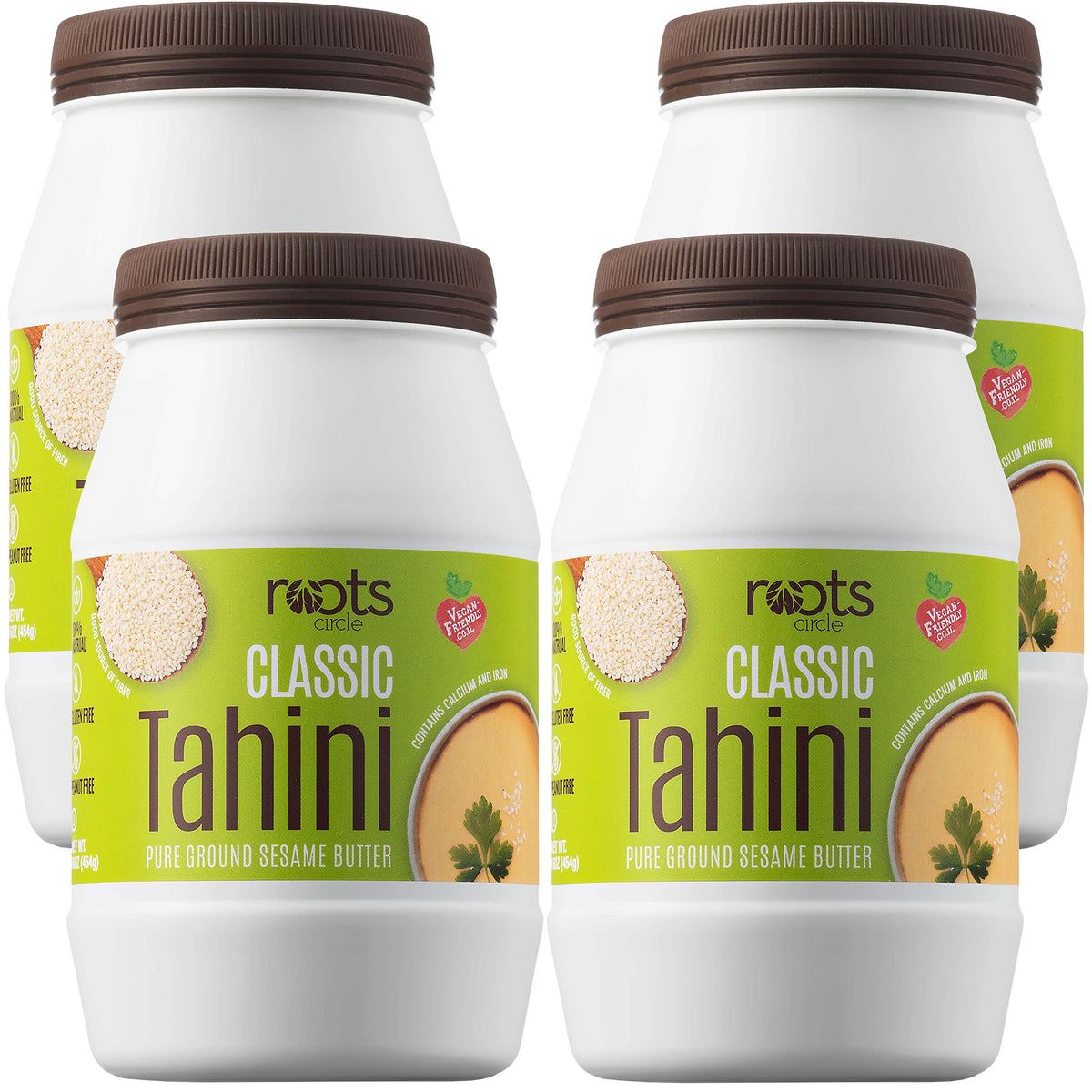 Roots Circle Sesame Tahini Paste, 100% Pure, Vegan, Non-GMO, Gluten-Free, 4 Pack