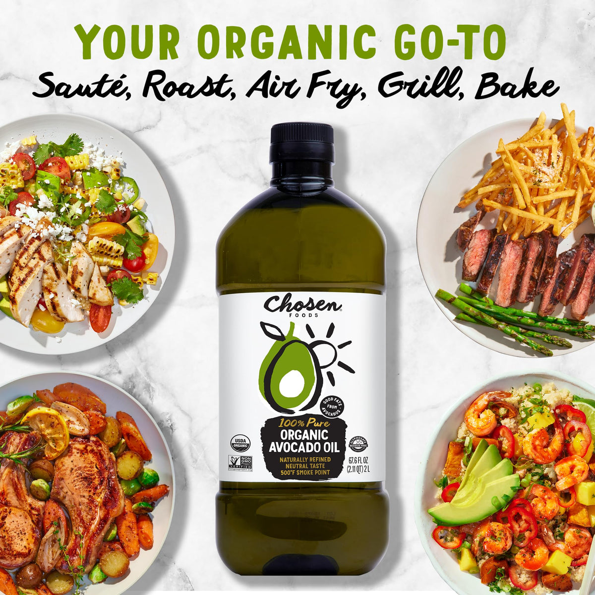 Chosen Foods 100% Pure Organic Avocado Oil 2lt + Recipe eBook Bundle