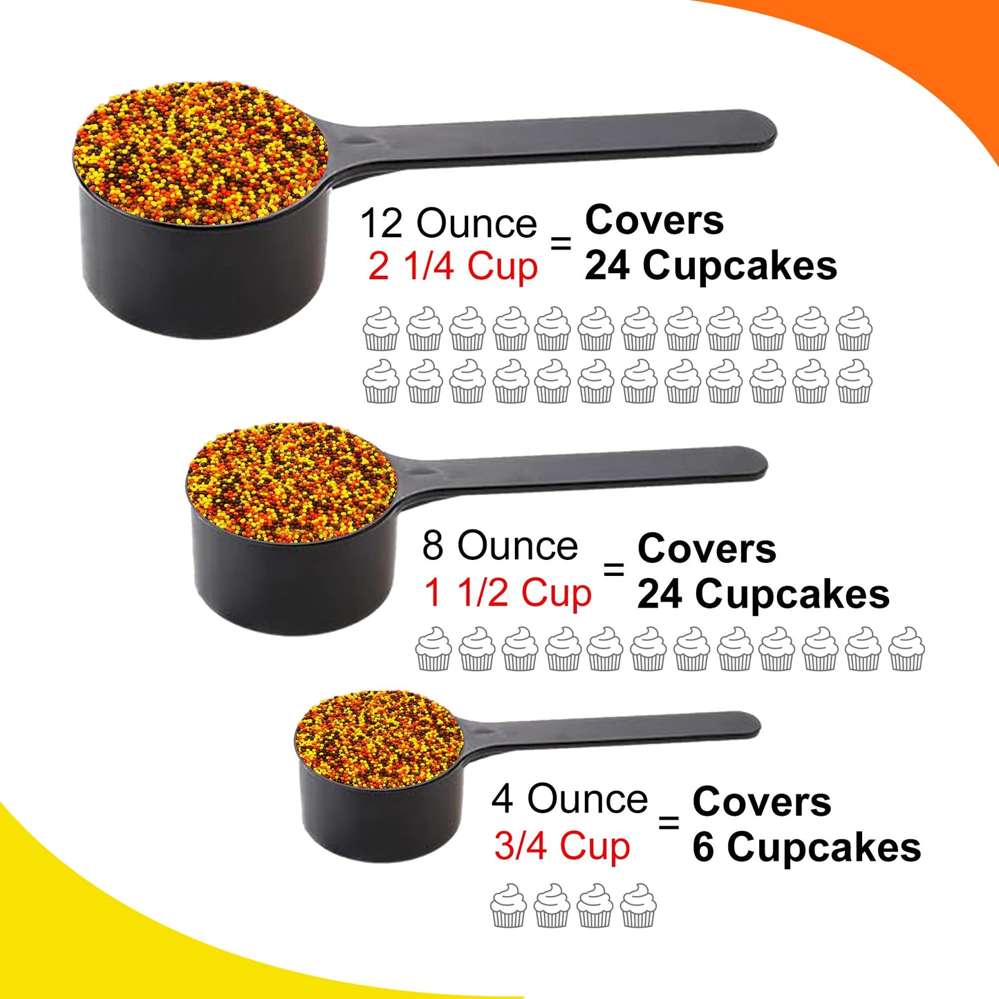 Sprinkle Me This Nonpareil Mix Candy - Autumn Blend Sprinkles, 12 Oz, Orange, Yellow, Brown, Model S-PL-6653