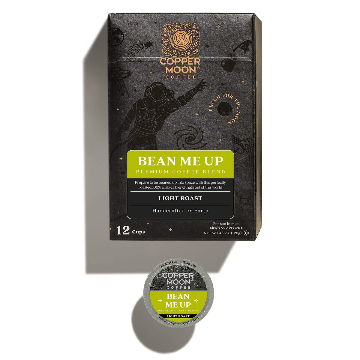 Copper Moon Single Serve Coffee Pods For Keurig K-Cup Beverage Makers  Light Roast  Bean Me Up Blend  12 Count