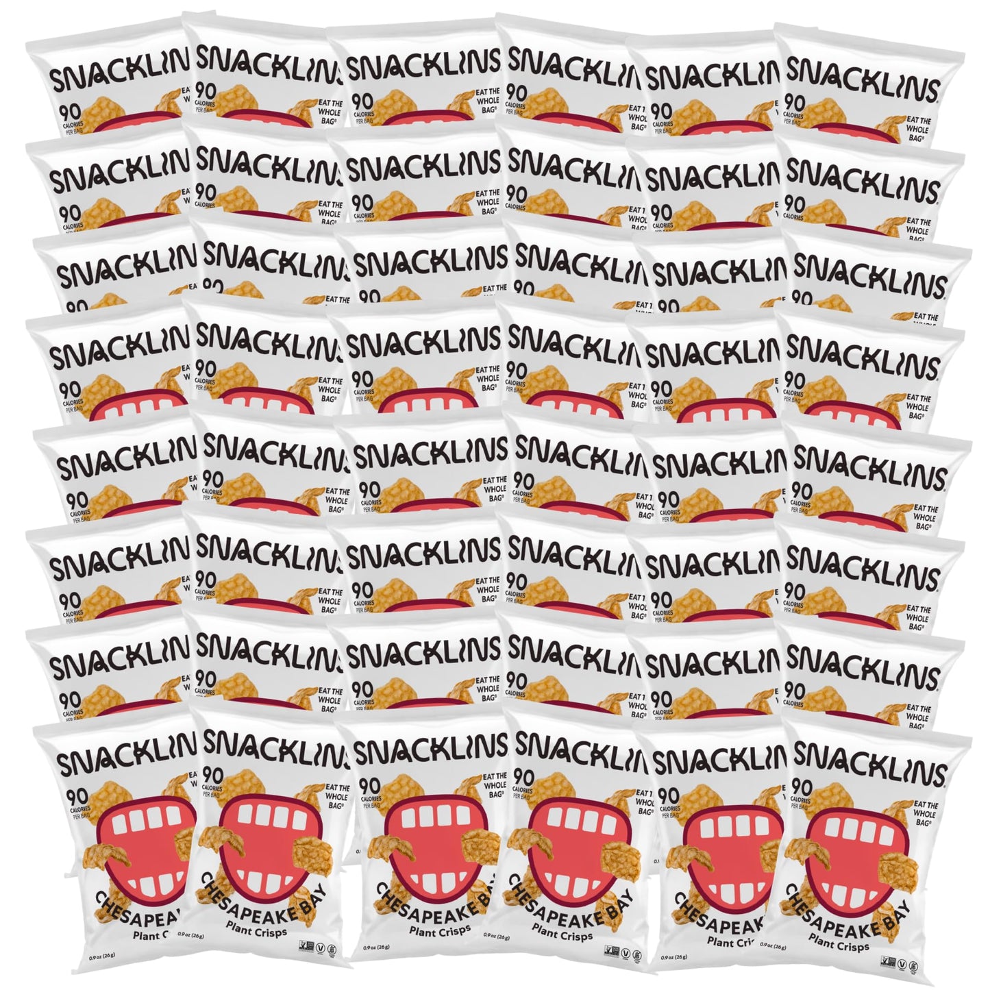 SNACKLINS Plant Based Crisps - Chesapeake Bay, Gluten Free, Vegan, 0.9oz Bag (Pack of 48)