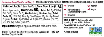 Earth'S Best Organic Baby Food Jars, Stage 2 Fruit Puree For Babies 6 Months And Older, Organic Apples, 4 Oz Resealable Glass Ja