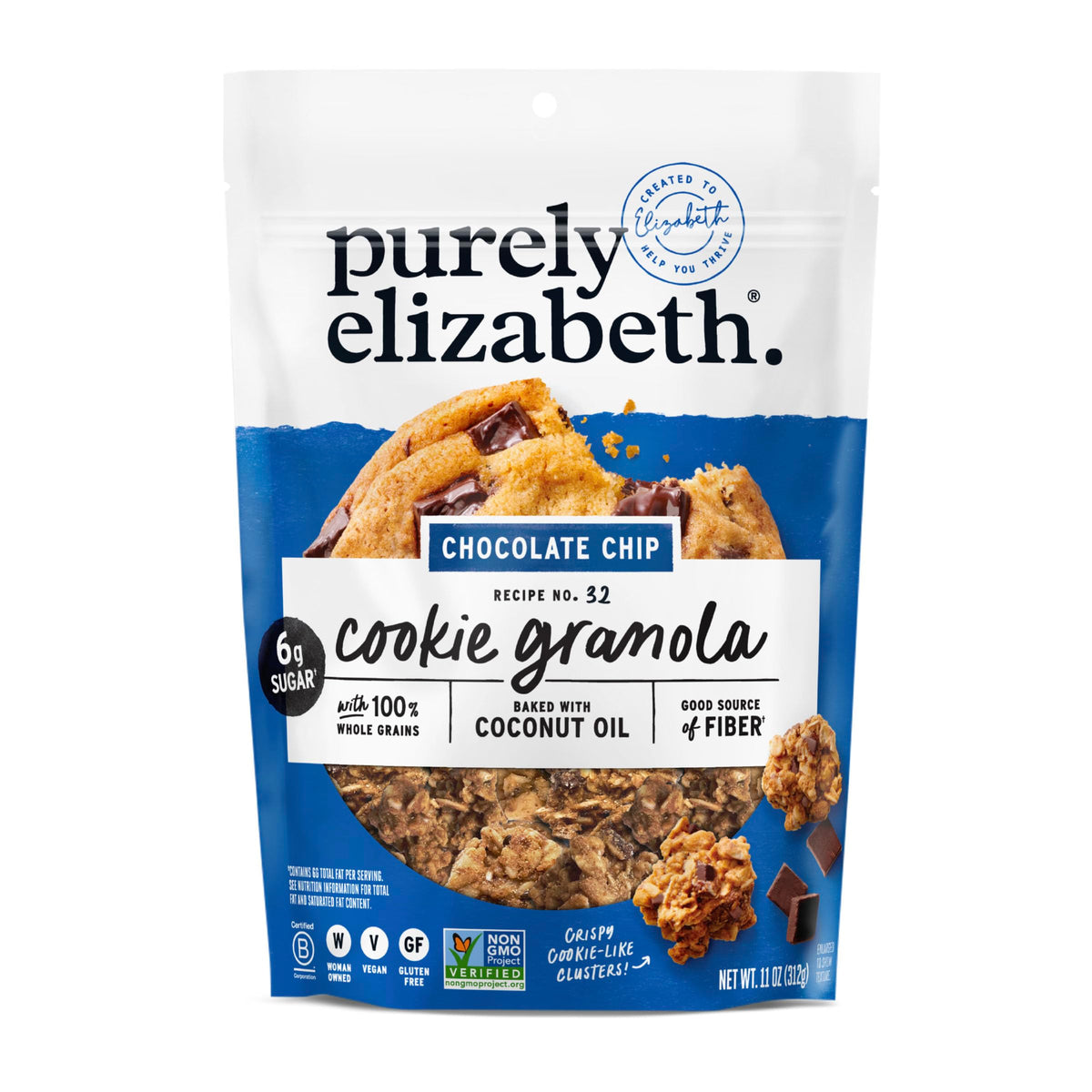 Purely Elizabeth Cookie Granola, Chocolate Chip, Gluten-Free, Non-Gmo (11Oz Bag)