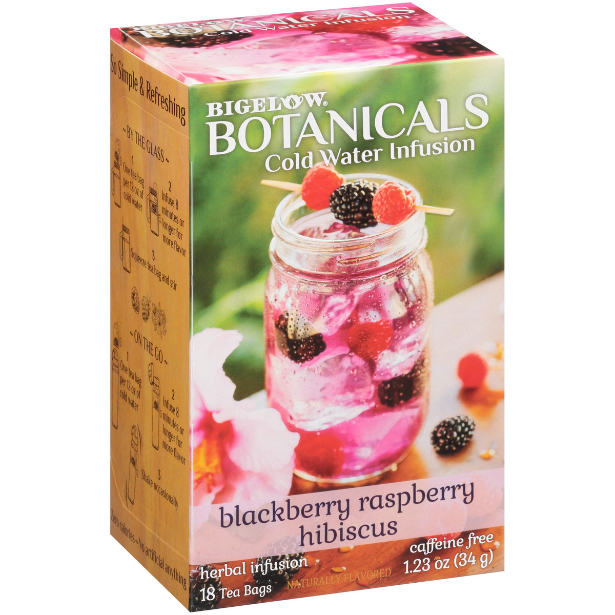 Bigelow Tea Cold Water Infusion Blackberry Raspberry Hibiscus, Herbal, Caffeine Free, 54 Tea Bags Total, 18 Count (Pack of 3)