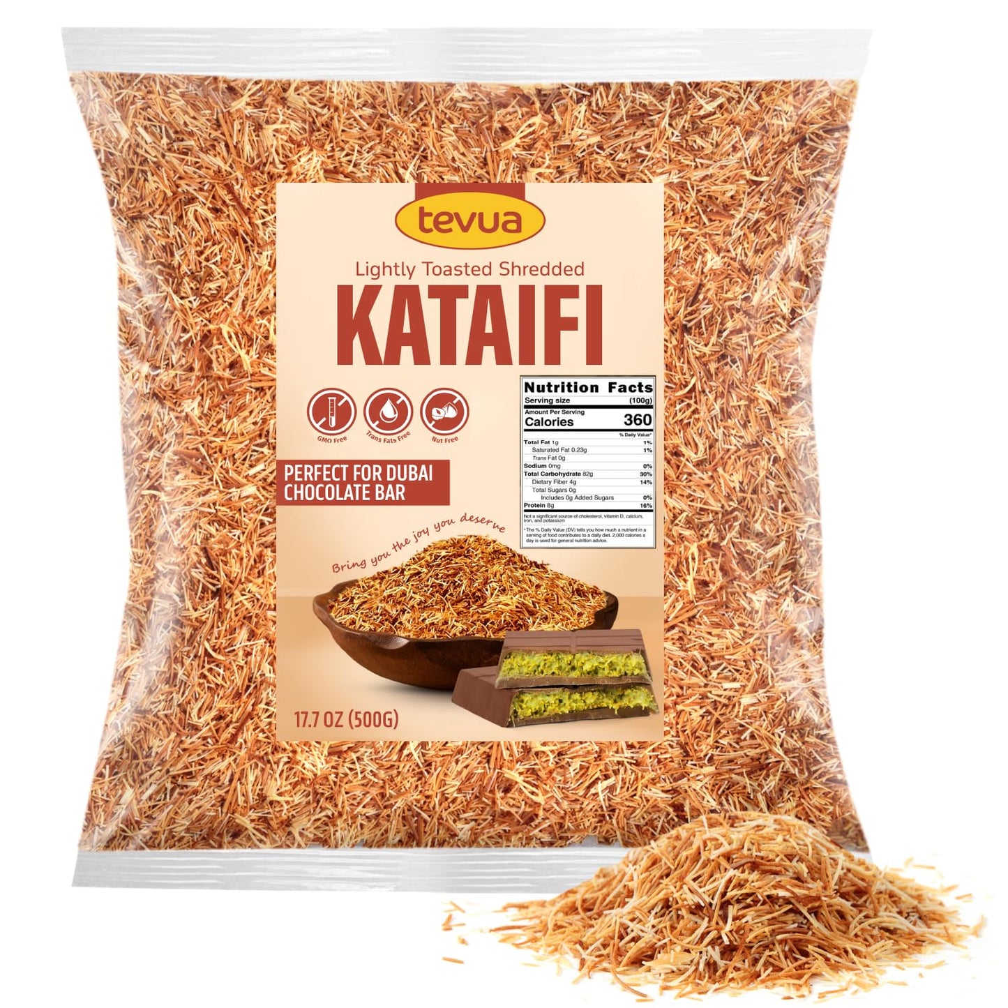 Lightly Toasted Kataifi For Of Dubai Chocolate Filling  17.7Oz (500G) Pack Of Kataifi Pastry  Ideal For Homemade Kunafa  Arabic Sweets And Creative Recipes  Infused With Rich Dubai Chocolate Ingredients