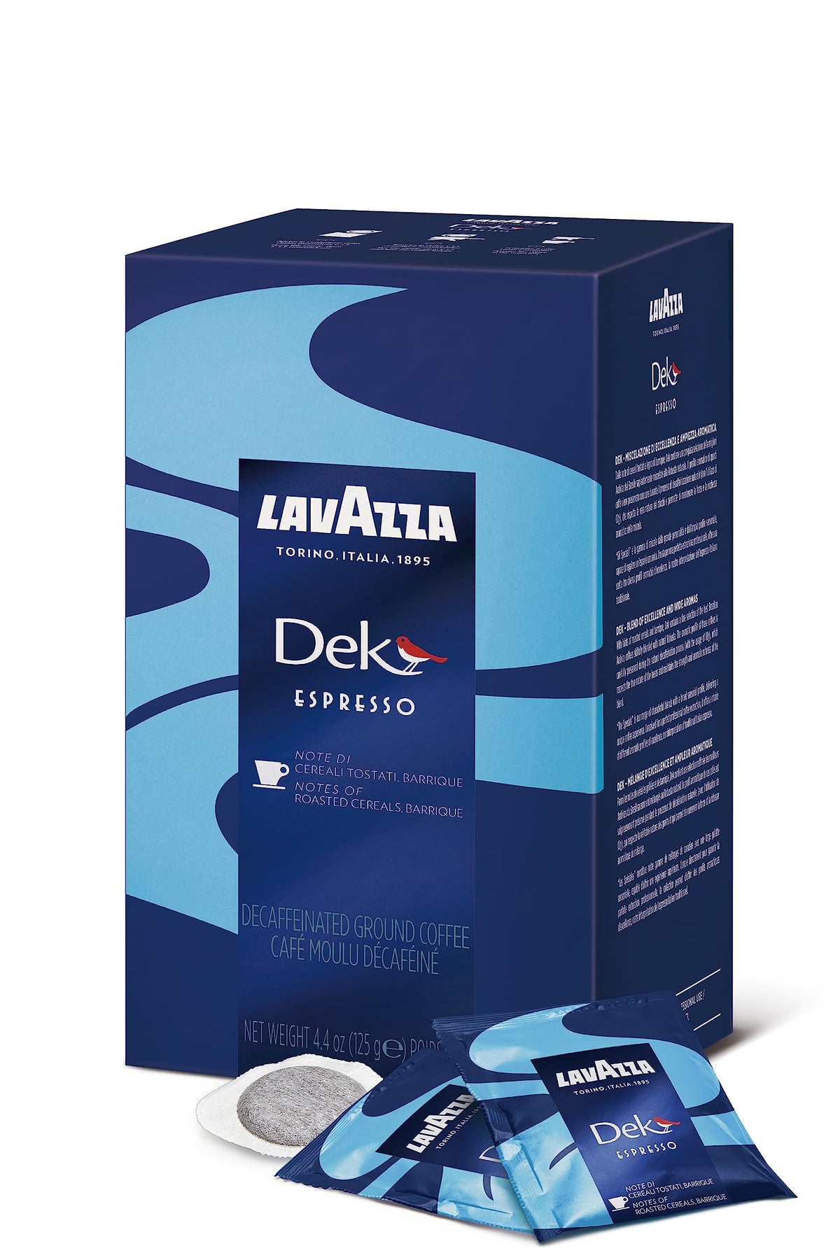 Lavazza Dek Decaffeinated Espresso Pods, 1 Count (Pack of 108), Blue, Model LAVDEKPODS