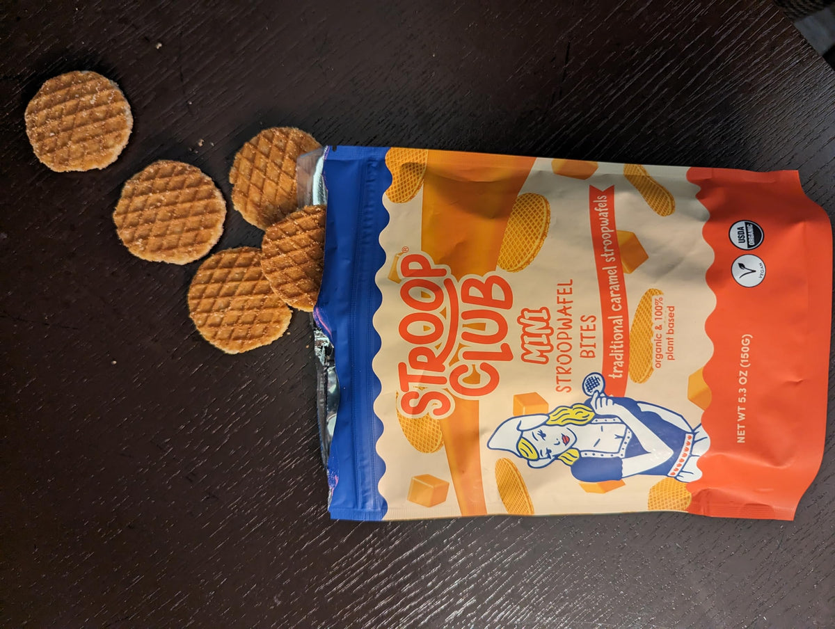 Stroop Club Traditional Organic Mini Stroopwafel Caramel Treats | Vegan, Plant-Based And Dutch-Approved Indulgence - Vegan Waffl