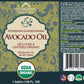 US Organic Avocado Oil Unrefined Virgin, 128 Fl Oz, USDA Certified Organic, Cold Pressed, Dark Green, Model AVOL128