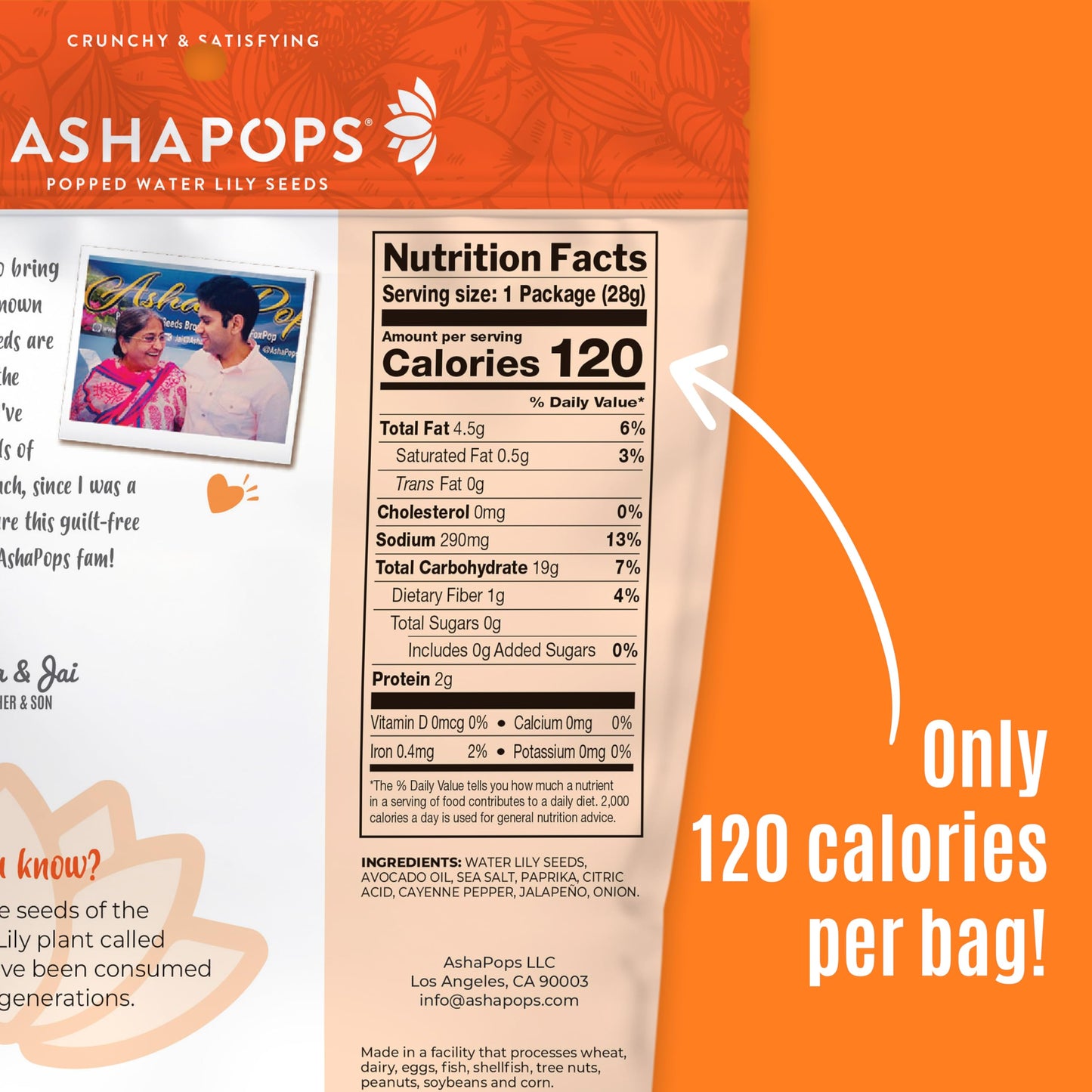 AshaPops Chili Flavored Popped Water Lily Seeds, 1 oz (Pack of 1) - Gluten-Free, Vegan, Paleo, Nut-Free, Corn-Free, Soy-Free, No