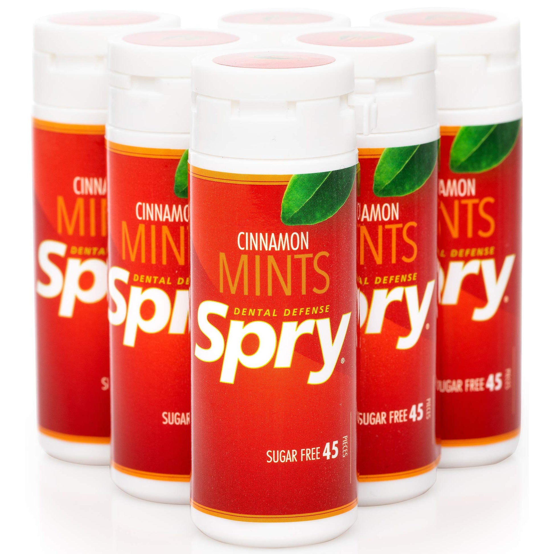 Spry Xylitol Cinnamon Mints Sugar Free Candy - Promote Oral Health, Increase Saliva Production, Stop Bad Breath, Non-GMO, Gluten-Free, 45 Count (Pack of 6)