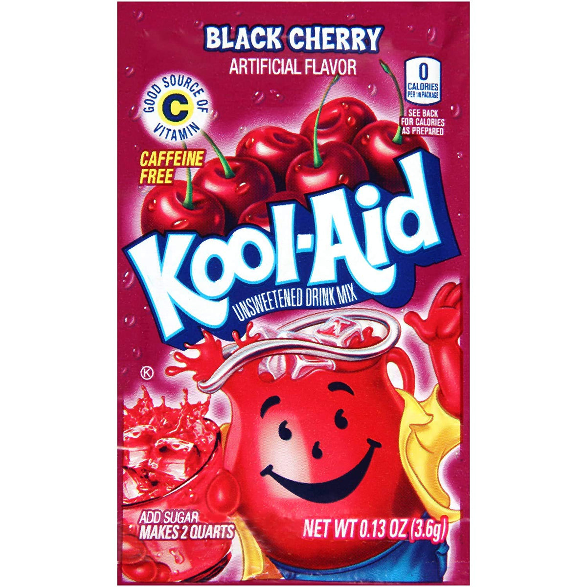 Kool-Aid Soft Drink Mix - Black Cherry, Unsweetened, Caffeine Free, 0.13 oz/envelope, Pack of 15